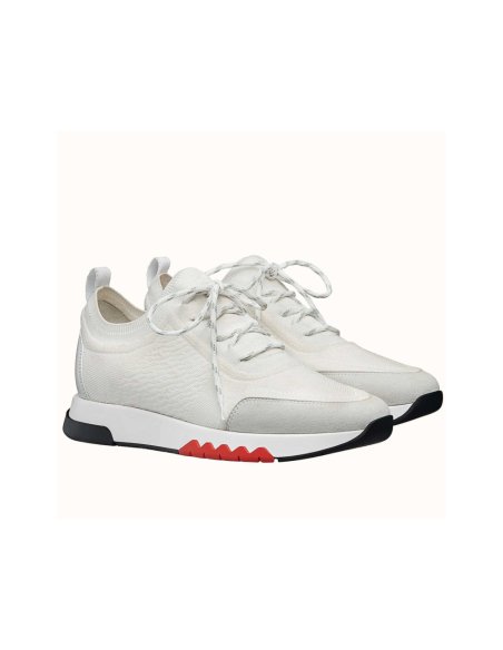 Cheap Reps Hermes Mens Addict Sneakers In White Knit