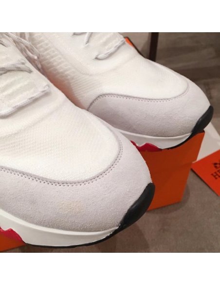 Cheap Reps Hermes Mens Addict Sneakers In White Knit