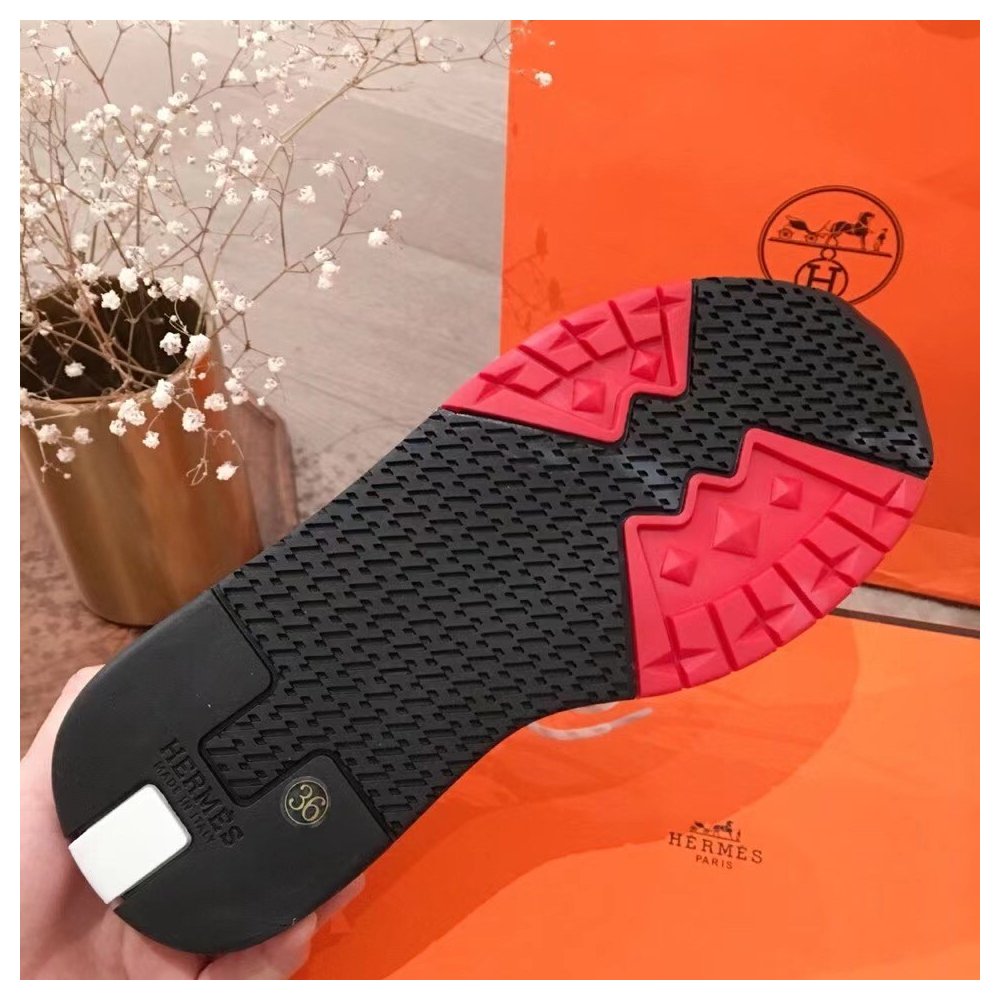 Cheap Reps Hermes Mens Addict Sneakers In White Knit