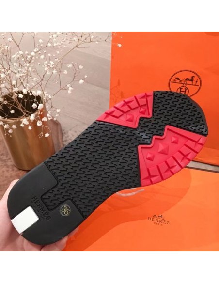 Cheap Reps Hermes Mens Addict Sneakers In White Knit