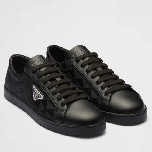 Cheap Reps Prada Mens Sneakers in Black Leather and Nylon
