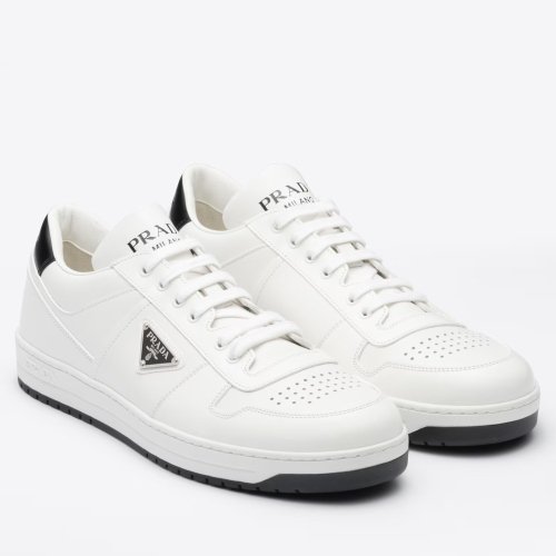 Cheap Reps Prada Mens Downtown Sneakers in White Leather