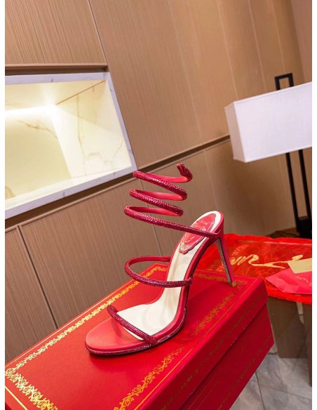 Rene Caovilla Jeweled Cleo Red Sandal HEEL for sale