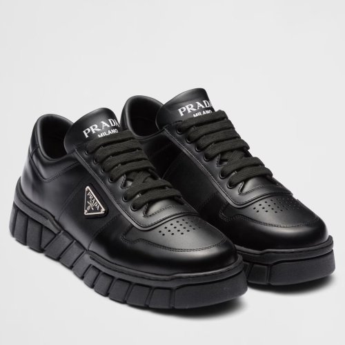 Cheap Reps Prada Mens Low-top Sneakers in Black Leather