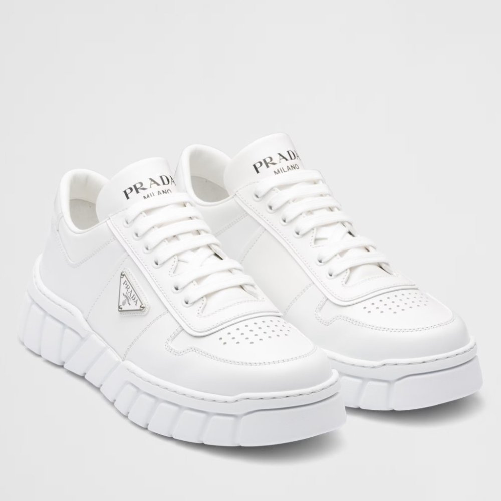 Cheap Reps Prada Mens Low-top Sneakers in White Leather