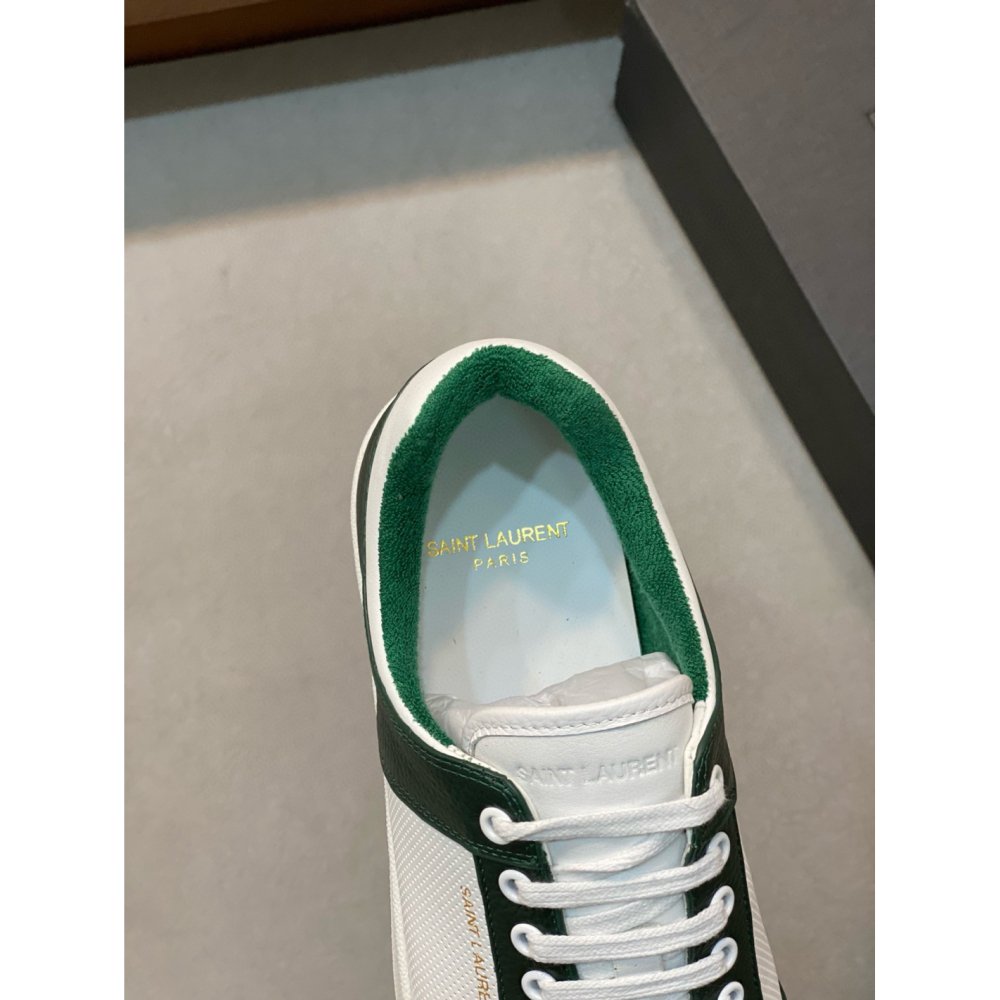 Cheap Reps Saint Laurent Mens SL/61 Sneakers in Green and White Leather