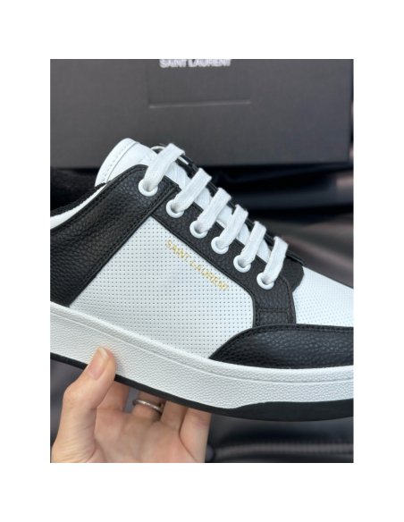 Cheap Reps Saint Laurent Mens SL/61 Sneakers in Black and White Leather