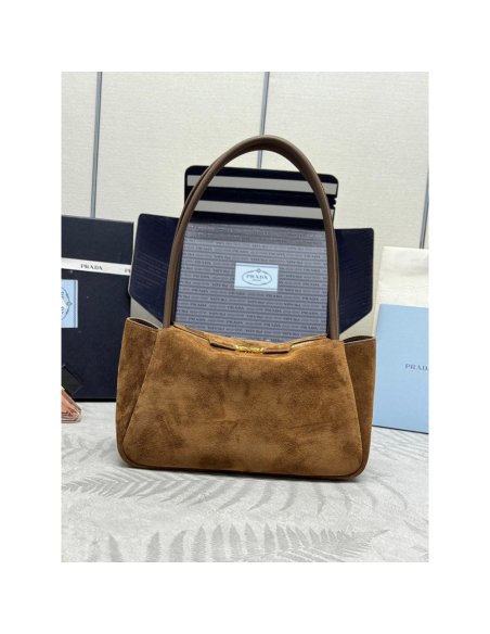 Prada suede shoulder bags 1BA444 10.5X28X16cm,Prada Bags
