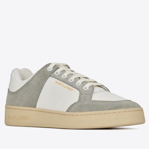 Cheap Reps Saint Laurent Mens SL/61 Sneakers in Grey and White Leather