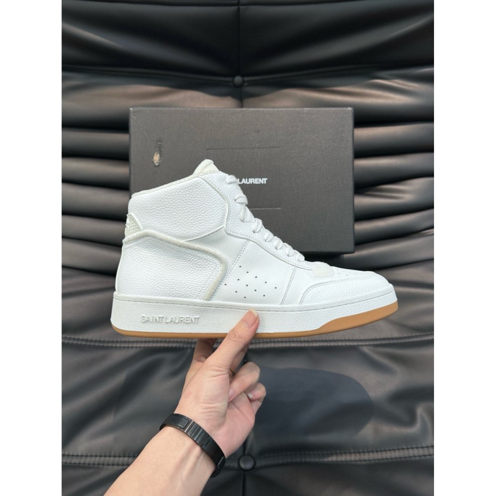 Cheap Reps Saint Laurent Mens SL/80 Sneakers in White Leather