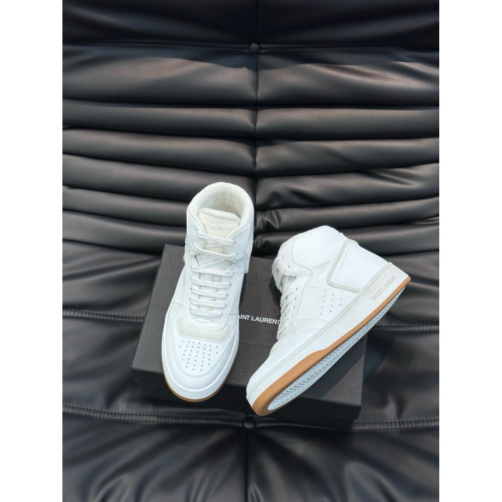 Cheap Reps Saint Laurent Mens SL/80 Sneakers in White Leather