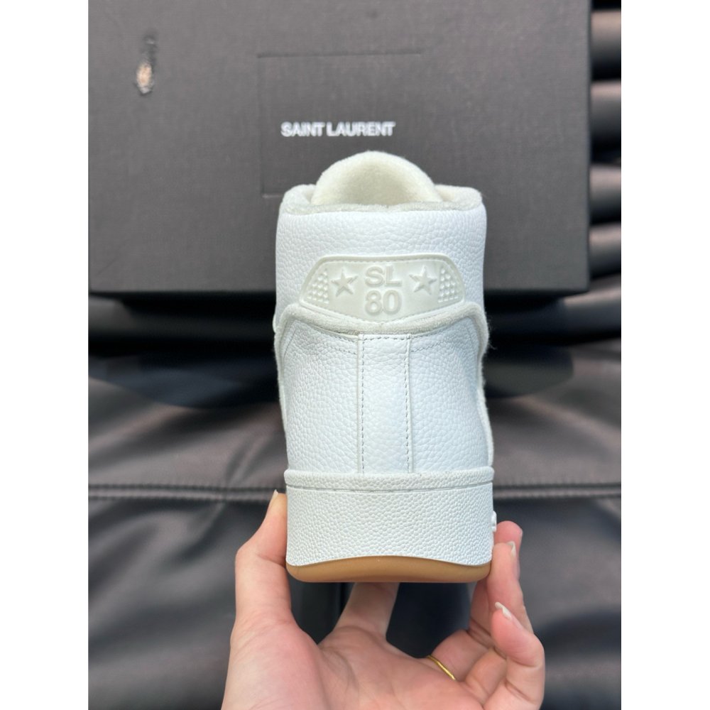 Cheap Reps Saint Laurent Mens SL/80 Sneakers in White Leather