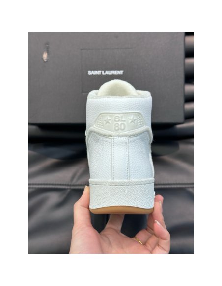 Cheap Reps Saint Laurent Mens SL/80 Sneakers in White Leather