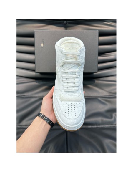 Cheap Reps Saint Laurent Mens SL/80 Sneakers in White Leather