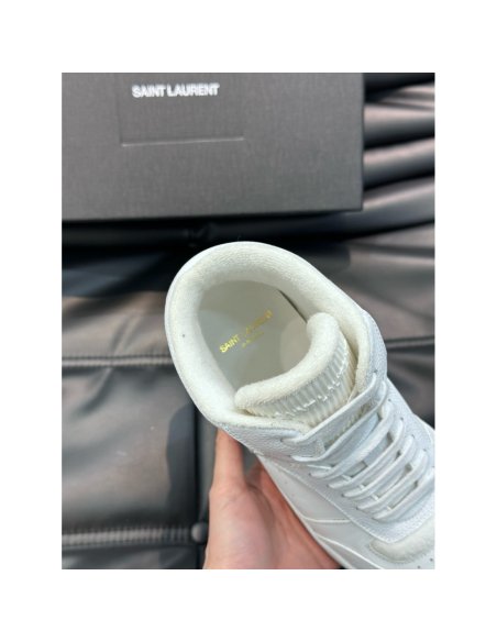 Cheap Reps Saint Laurent Mens SL/80 Sneakers in White Leather