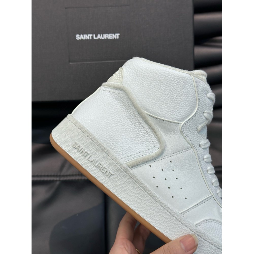 Cheap Reps Saint Laurent Mens SL/80 Sneakers in White Leather