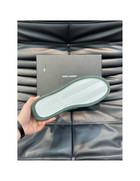 Cheap Reps Saint Laurent Mens SL/80 Sneakers in White and Grey Leather