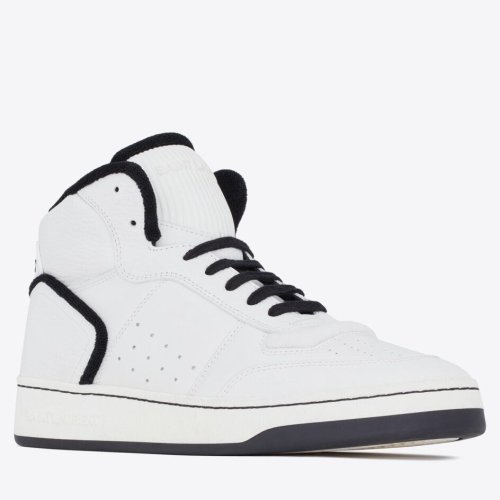 Cheap Reps Saint Laurent Mens SL/80 Sneakers in White Calfskin