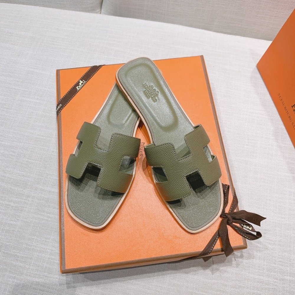 Hermes flat slides summer shoes_20