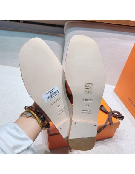 Hermes flat slides summer shoes_23