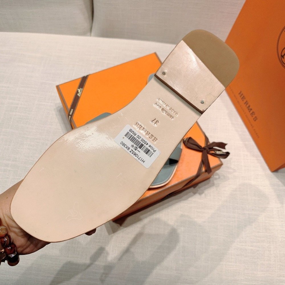 Hermes flat slides summer shoes_25