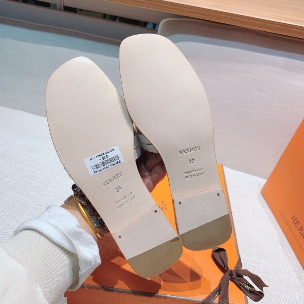 Hermes flat slides summer shoes_7