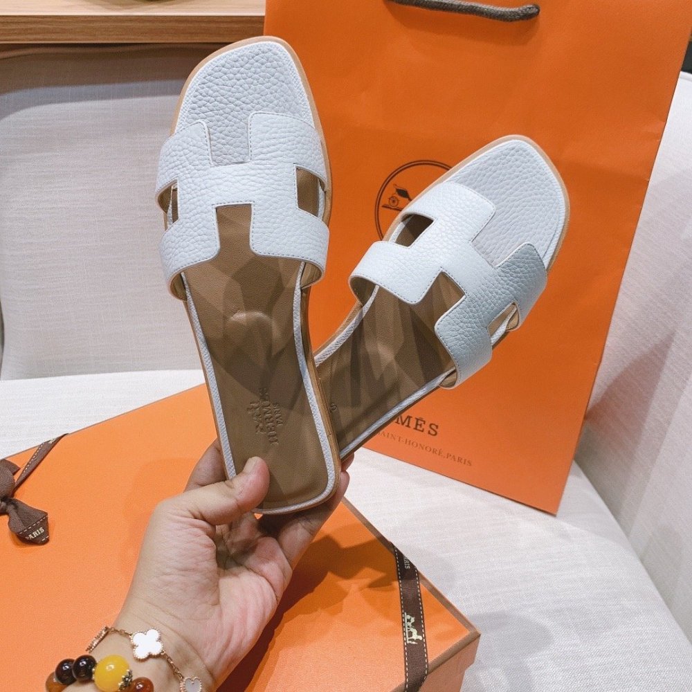 Hermes flat slides summer shoes_8