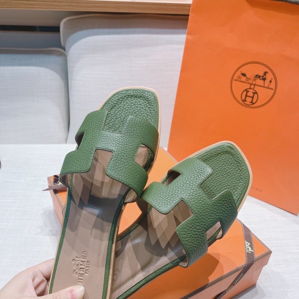 Hermes flat slides summer shoes_8