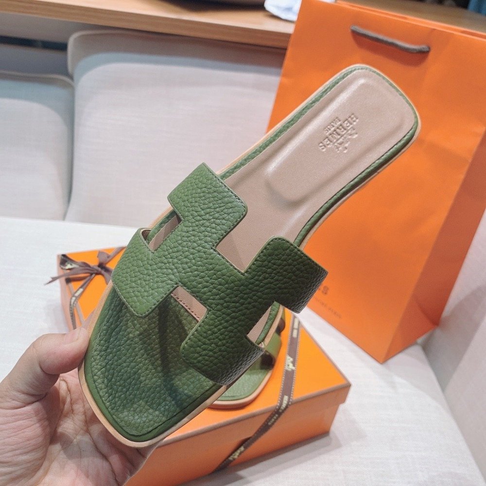 Hermes flat slides summer shoes_8