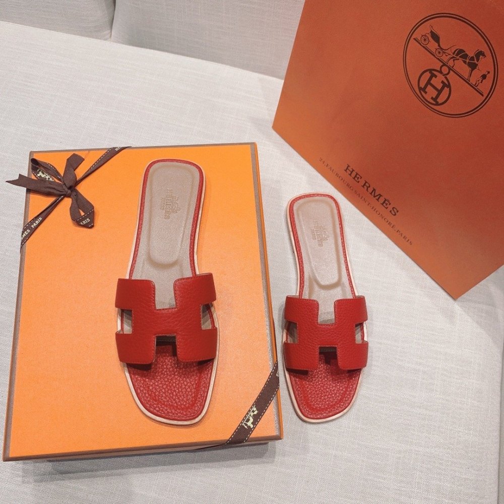 Hermes flat slides summer shoes_8