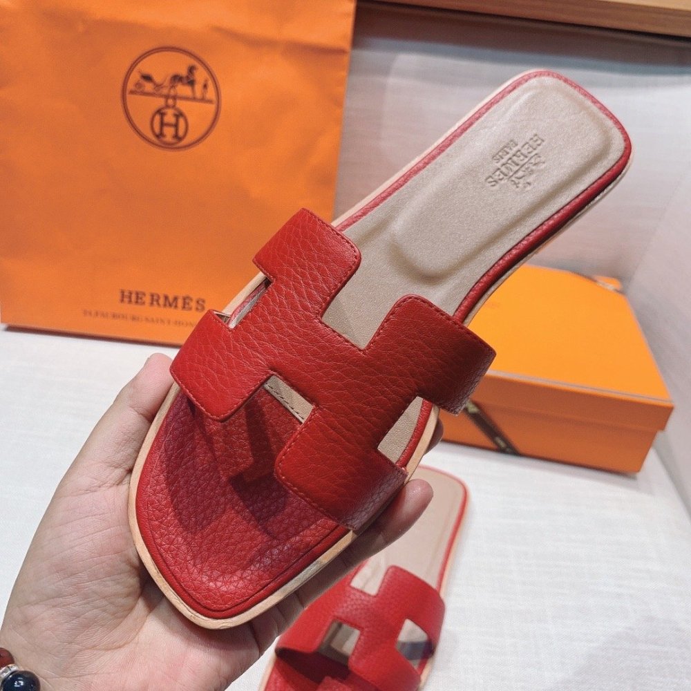 Hermes flat slides summer shoes_8