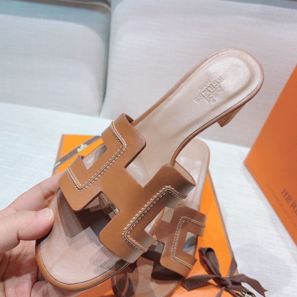 Hermes mid-heel slides
