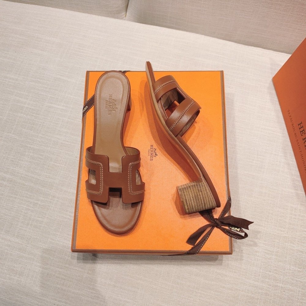 Hermes mid-heel slides