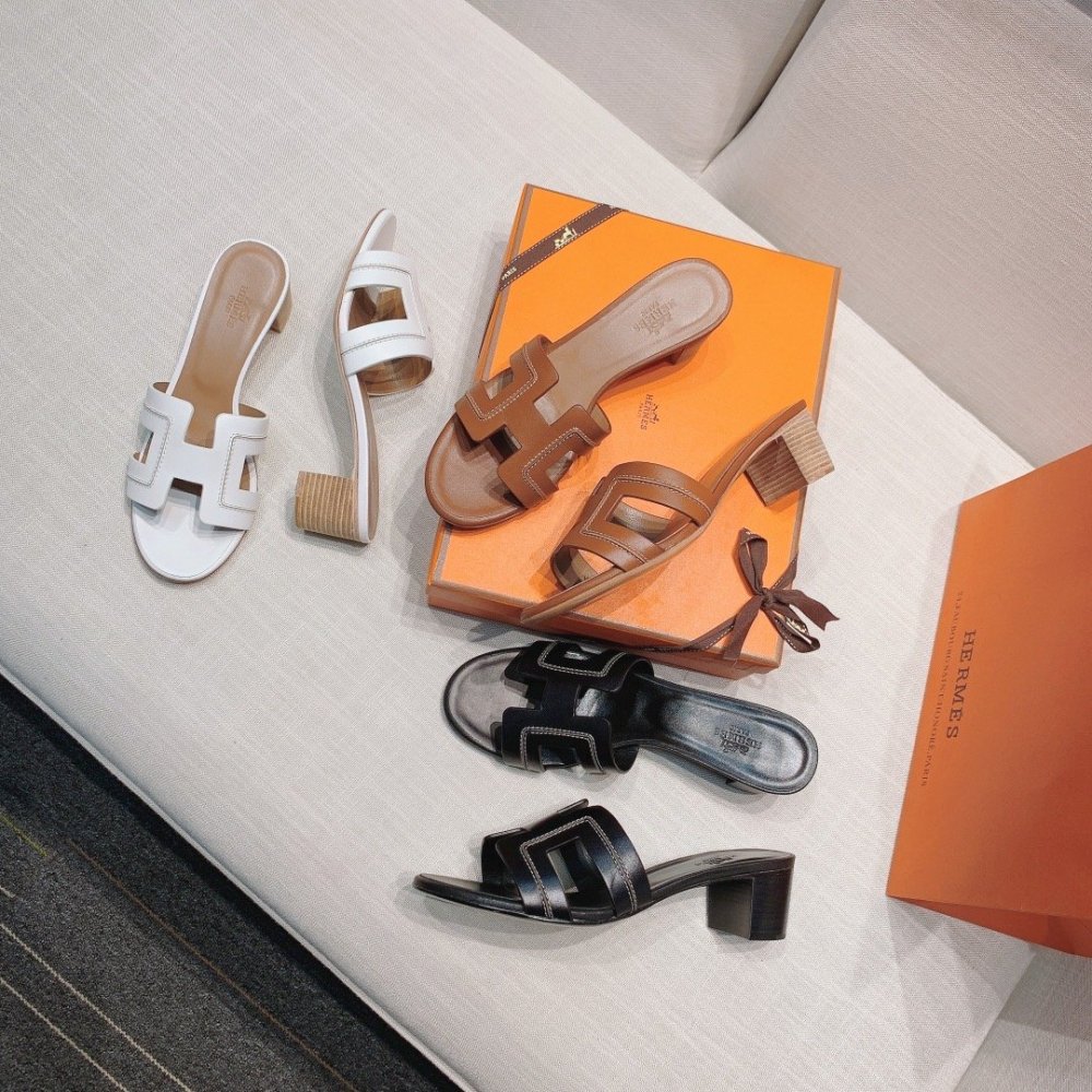 Hermes mid-heel slides