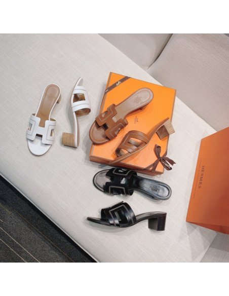 Hermes mid-heel slides