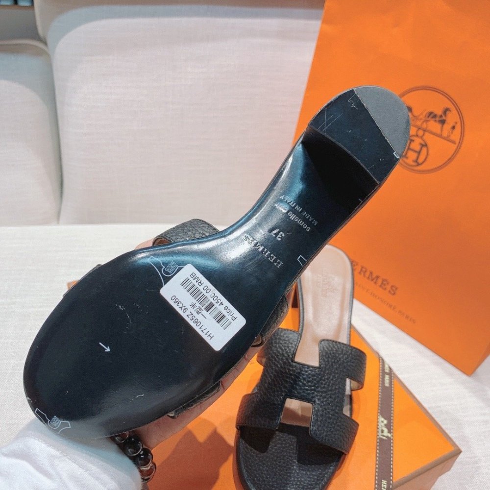 Hermes mid-heel slides summer shoes_1