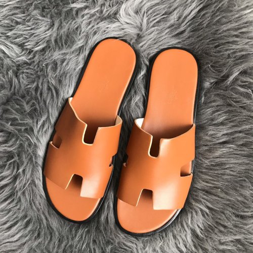 Cheap Reps Hermes Mens Izmir Sandals In Gold Swift Calfskin