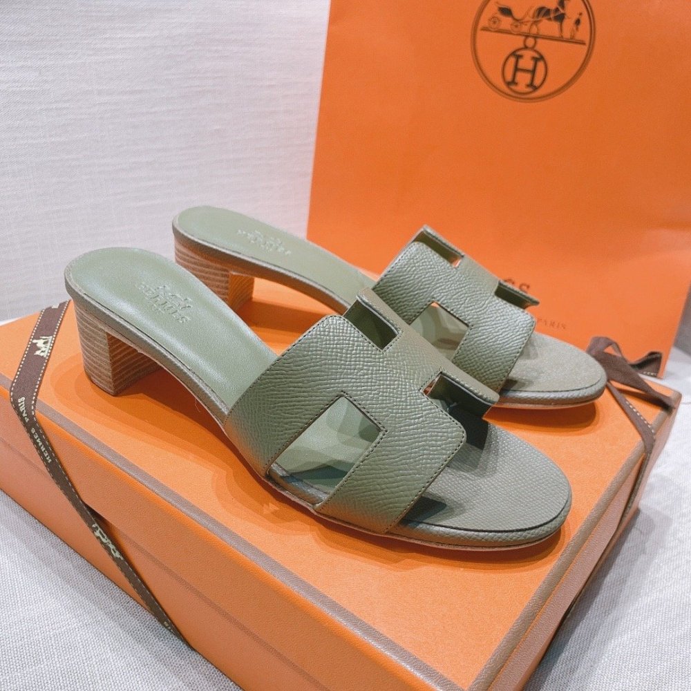 Hermes mid-heel slides summer shoes_12