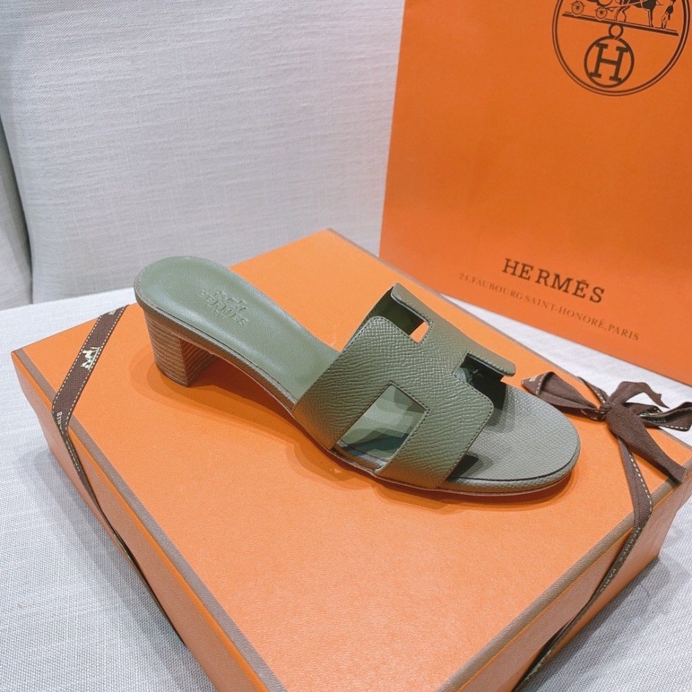 Hermes mid-heel slides summer shoes_12