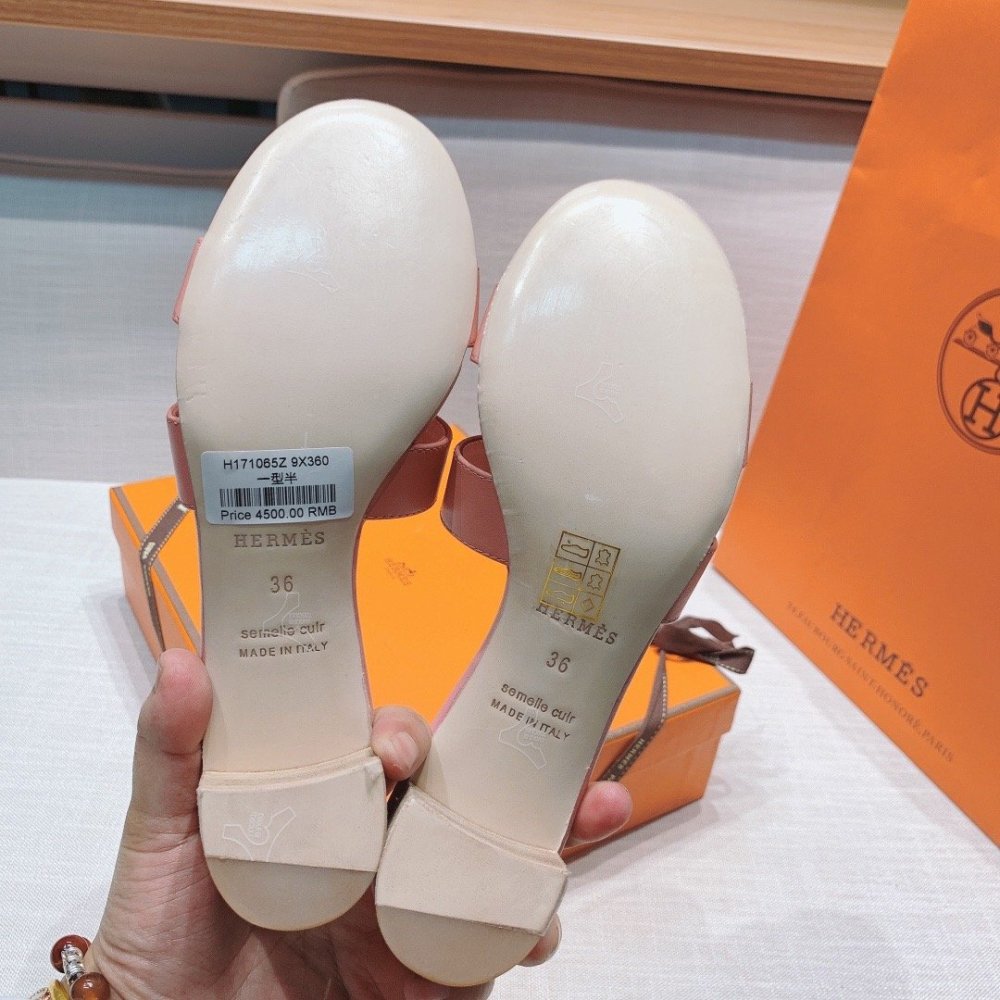 Hermes mid-heel slides summer shoes_15