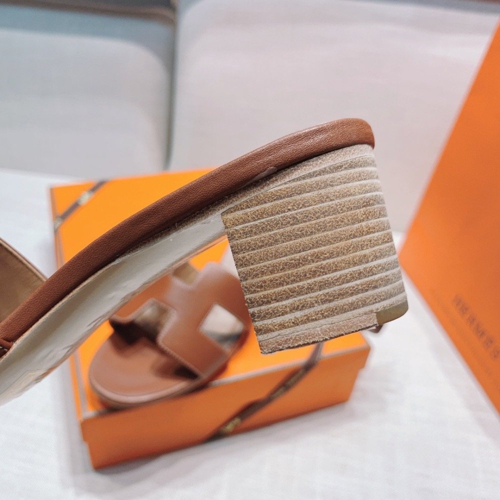Hermes mid-heel slides summer shoes_16
