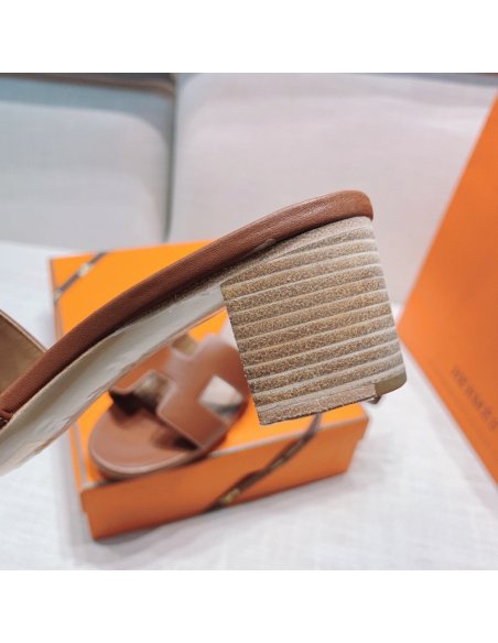 Hermes mid-heel slides summer shoes_16