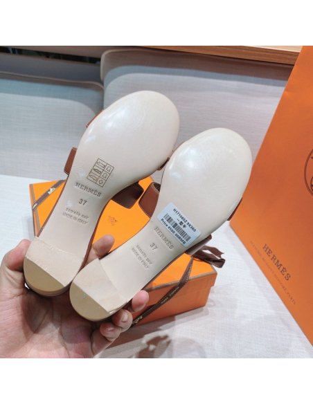 Hermes mid-heel slides summer shoes_16