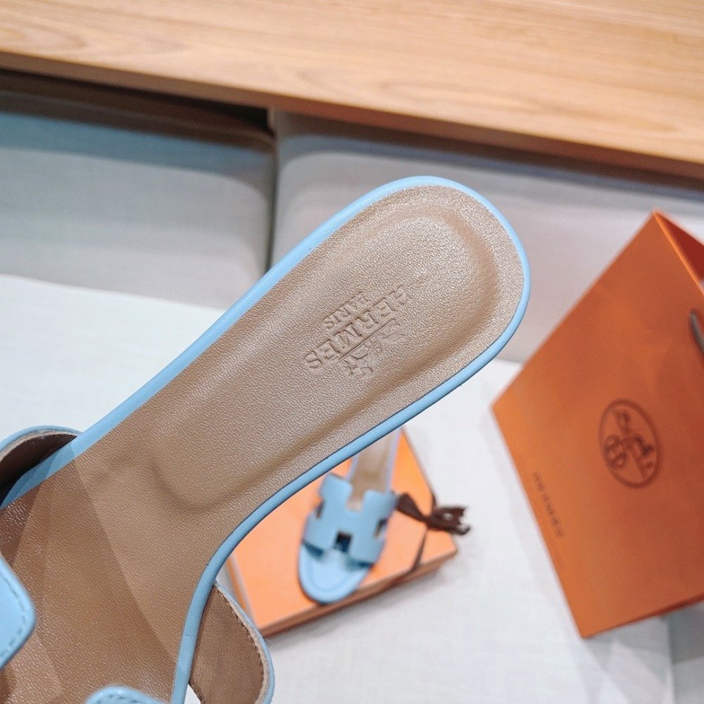 Hermes mid-heel slides summer shoes_19