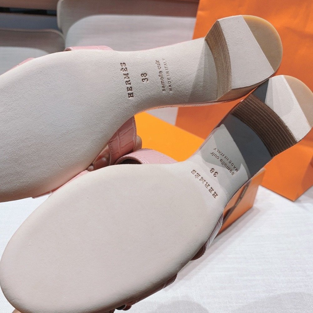 Hermes mid-heel slides summer shoes_2