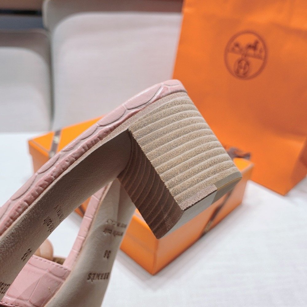Hermes mid-heel slides summer shoes_2