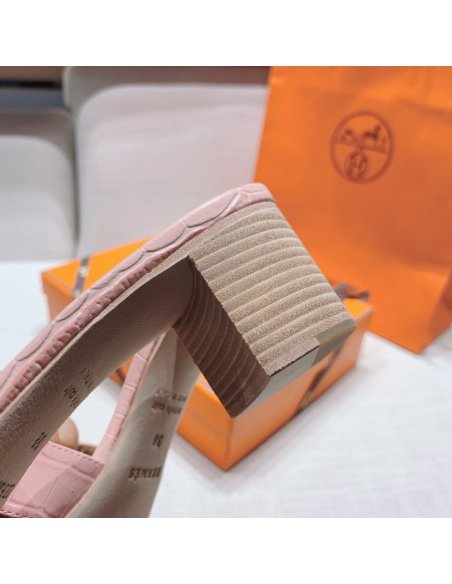 Hermes mid-heel slides summer shoes_2