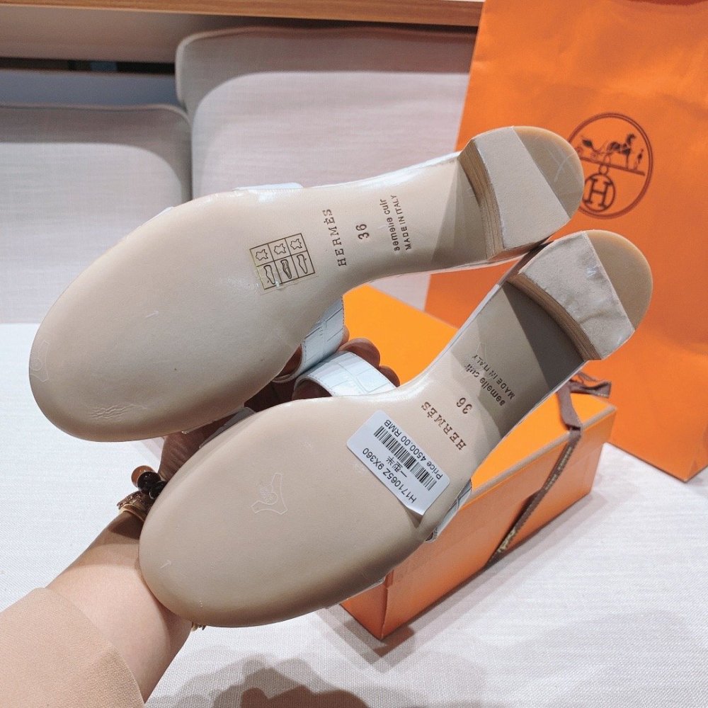 Hermes mid-heel slides summer shoes_2