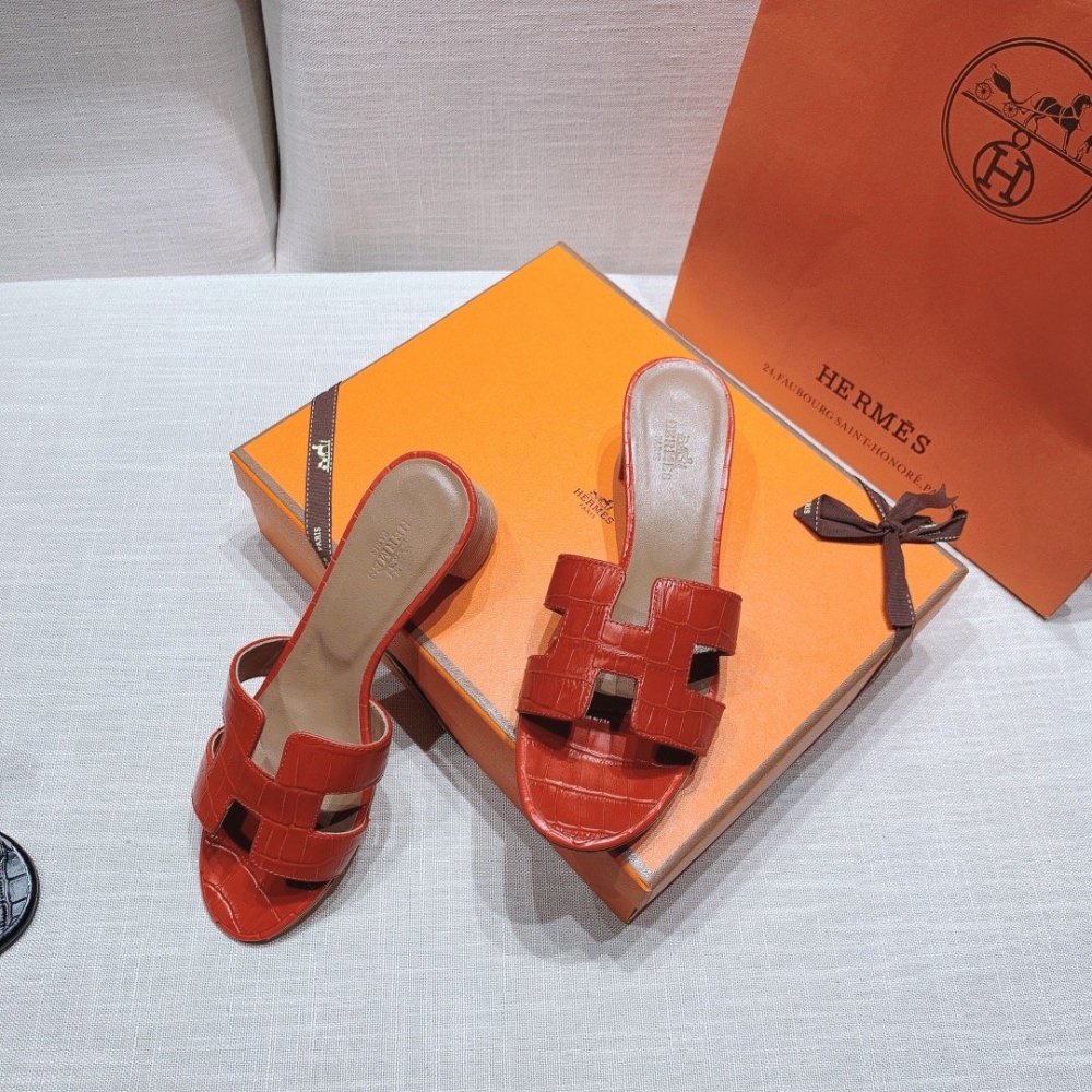 Hermes mid-heel slides summer shoes_2