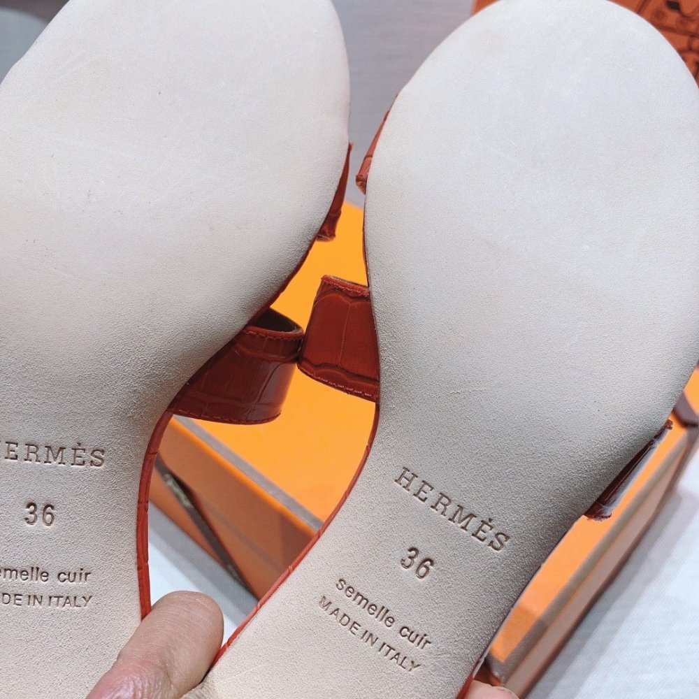 Hermes mid-heel slides summer shoes_2